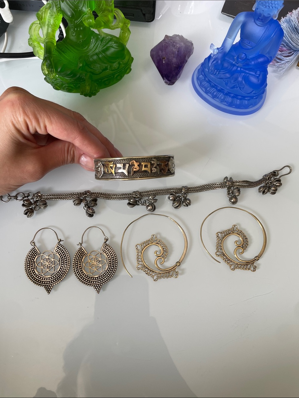 Lot of Indian and Nepalese Tribal Jewelry Anklet Bracelet Earrings